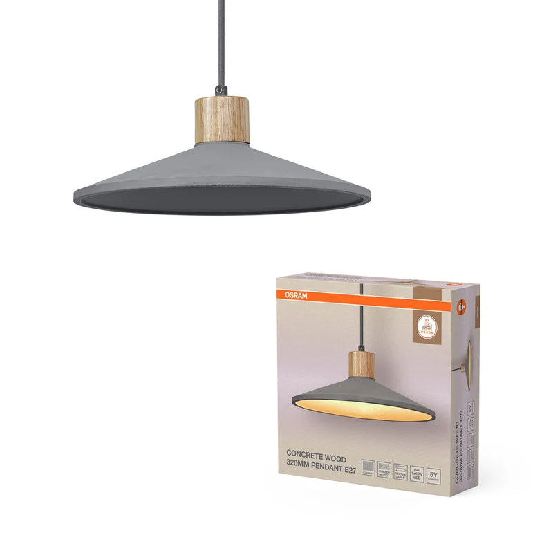 Lámpara colgante OSRAM DECOR Concrete Wood, E27, 320 mm