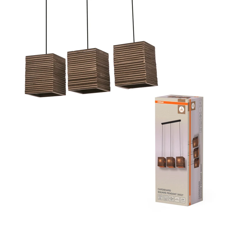 Lámpara colgante OSRAM DECOR Decor Cardboard Square marrón, 3xE27