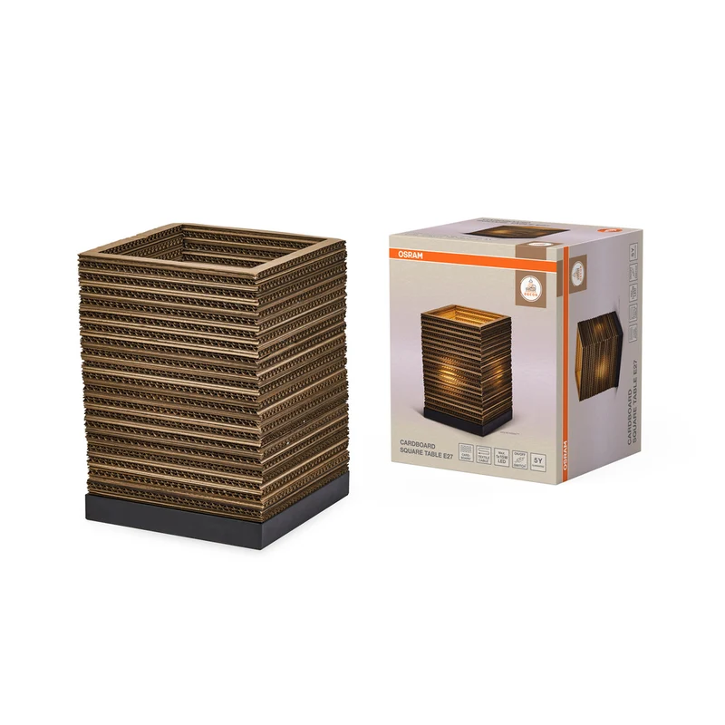 Lámpara de mesa OSRAM DECOR Decor Cardboard Square marrón, E27