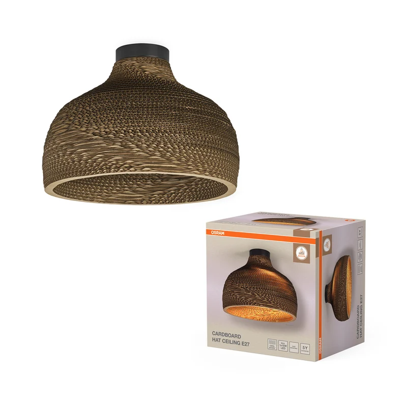 Lámpara de techo OSRAM DECOR con diseño de sombrero de cartón marrón, E27