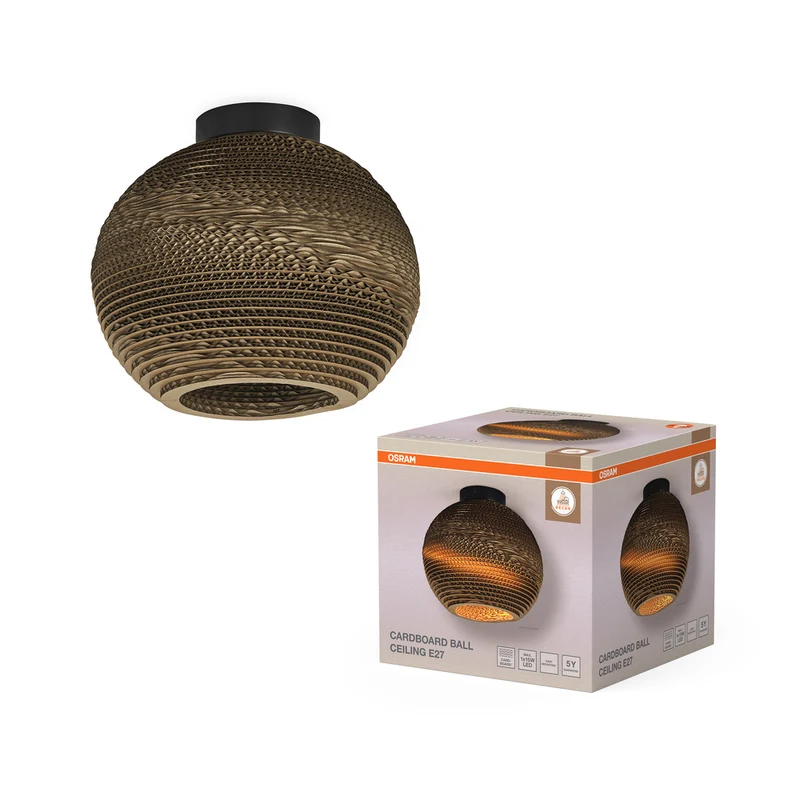 Lámpara de techo OSRAM DECOR con bola de cartón marrón, E27