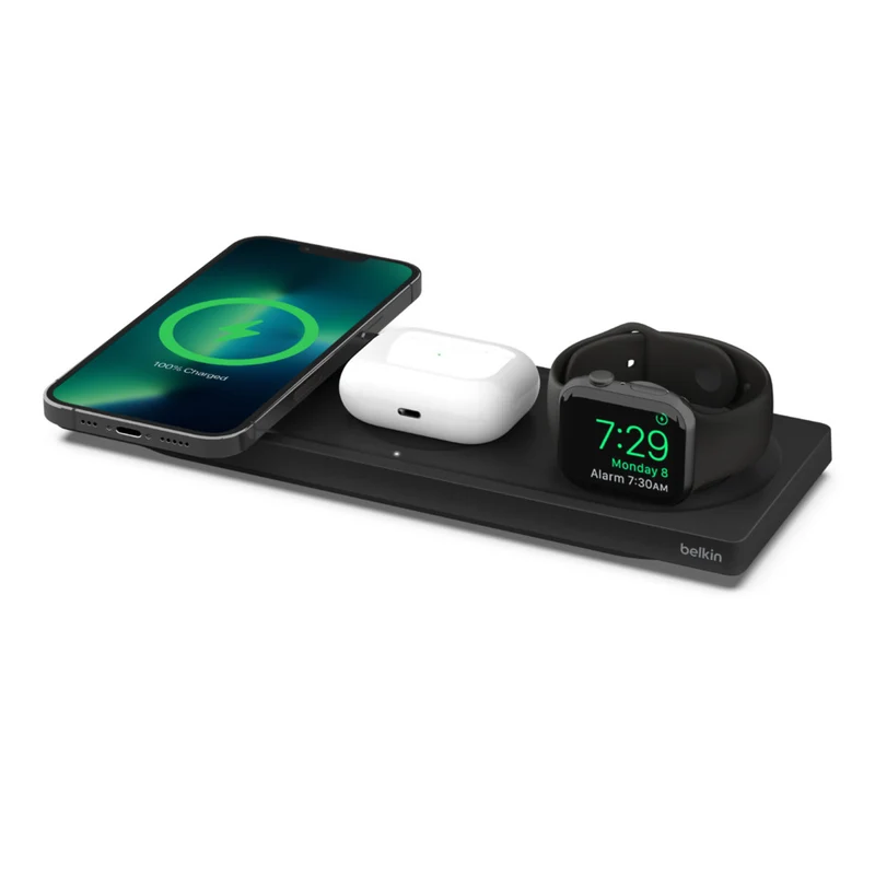 Cargador inalámbrico 3 en 1 BoostCharge Pro de Belkin - Negro