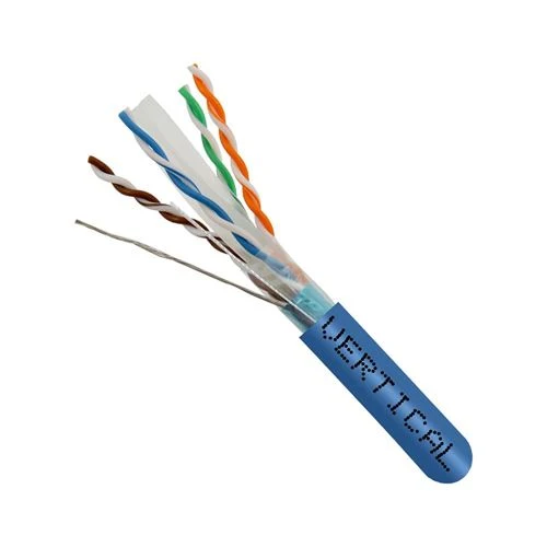 Cables de Red Vertical Cable Cat6A 10G Shielded 23AWG Solid Bare Copper PVC 1000ft Bulk Ethernet Cable Azul