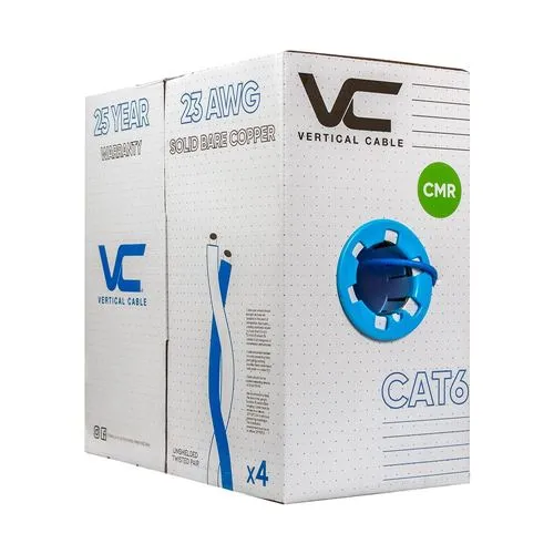 Cables de Red Vertical Cable 060 Series Cat6 550 MHz UTP 23AWG Solid Bare Copper 1000ft Bulk Ethernet Cable Azul