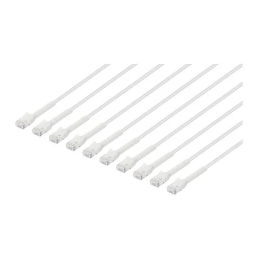 Cables de Red Intellinet Cat6 Stranded U/UTP FlexiBoot Slim Network Ethernet Cable 10Ft. 10-Pack-White Blanco
