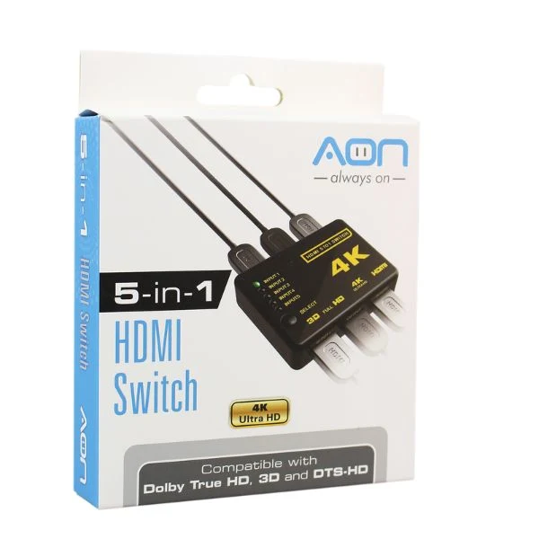 Switch AON HDMI 5 IN 1 4K Ultra HD Dolby True HD DTS-HD AO-AD-2002