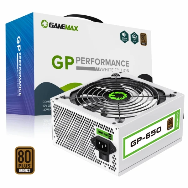 Fuente de Poder GameMax GP-650W - 650W - 80 PLUS Bronze - No Modular- Blanca