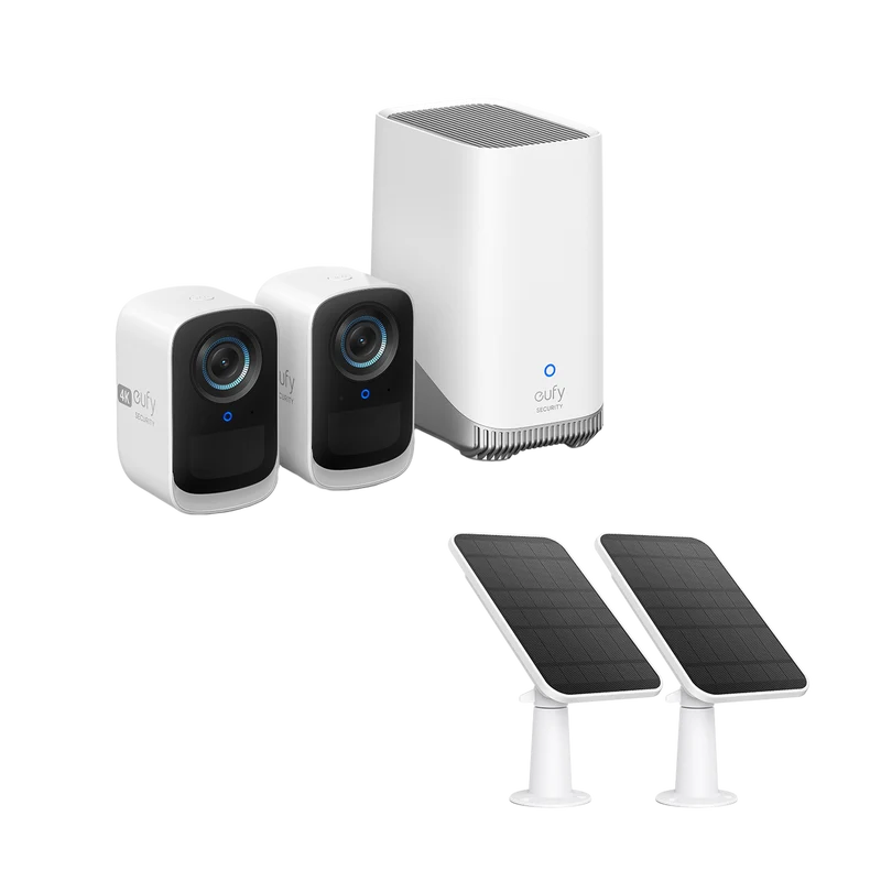 eufyCam S300 (eufyCam 3C) + eufyCam Solar Panel Charger (2-Pack)