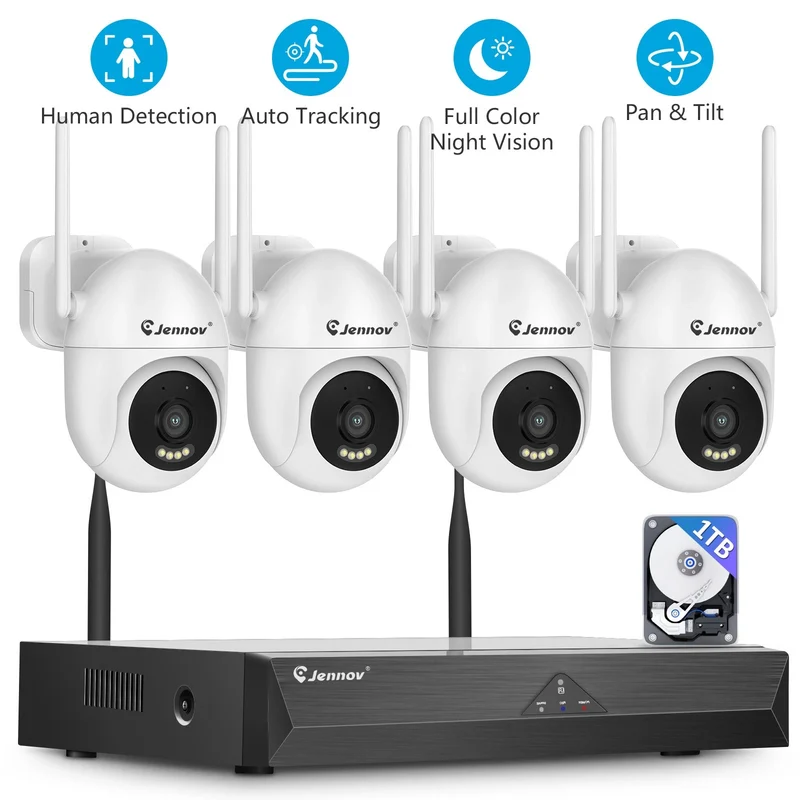 Jennov J series 5MP WIFI Wireless Security Camera System 10CH NVR Kit CCTV 1TB HDD