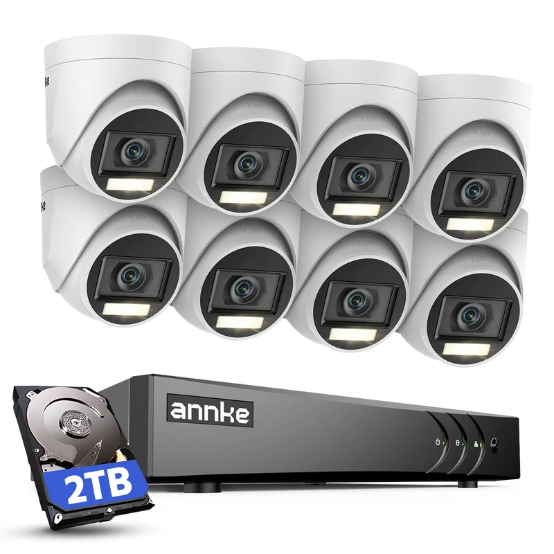 ANNKE 3K Kit Camaras de Vigilancia con Audio e Rilevamento Uomini/Veicoli, DVR 8 Canali con 2TB HDD e 8X 3K Telecamere con Visione Notturna a Colori, Avvisi Email con Immagini, Registrazione 24/7