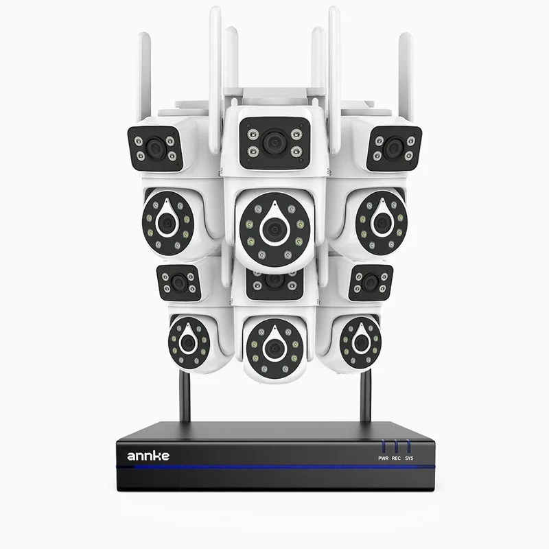 WCDS400 - Kit de 6 cámaras de vigilancia inalámbrico de 4MP con videograbador NVR de 8 canales, WiFi de doble banda 2.4G/5G, giro de 350° e inclinación de 90°, visión nocturna de doble luz, detección de movimiento, audio bidireccional