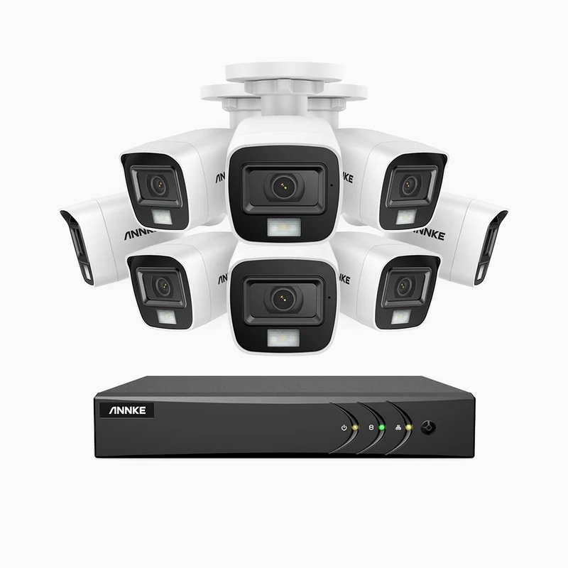 ADLK500 - Kit de 8 cámaras de vigilancia 3K con grabador de 8 canales, Doble Luz Visión Nocturna, Apertura Superficial f/1.2, Señal de Salida 4 en 1, Micrófono Incorporado, IP67 Resistente al Clima