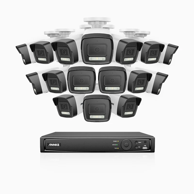 H500P - Kit de 16 cámaras de vigilancia PoE de 3K con videograbador NVR de 16 canales, 3072 × 1728 @ 20 fps, Detección de Personas y Vehículos, Audio Bidireccional, IP67