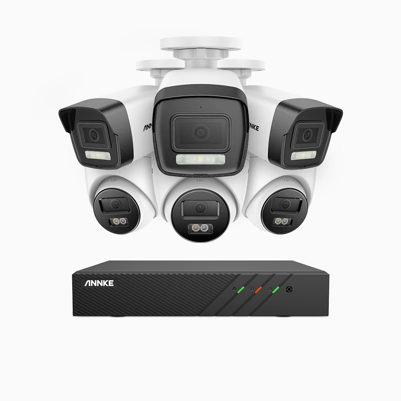 H500P - Kit de vigilancia PoE de 3K con 3 cámara bullet y 3 cámara domo y videograbador NVR de 8 canales, 3072 × 1728 @ 20 fps, Detección de Personas y Vehículos, Audio Bidireccional, IP67