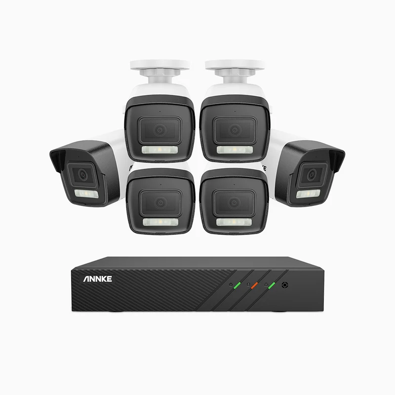 H500P - Kit de 6 cámaras de vigilancia PoE de 3K con videograbador NVR de 8 canales, 3072 × 1728 @ 20 fps, Detección de Personas y Vehículos, Audio Bidireccional, IP67