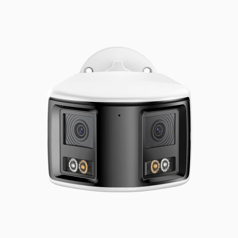 FCD600 - Cámara de Seguridad Exterior PoE UHD 6MP con Doble Lente, Vista Panorámica de 180°, Visión Nocturna con Doble Luz Inteligente, Audio Bidireccional, Sirena y Alarma Activa, Detección de Personas y Vehículos, IP67