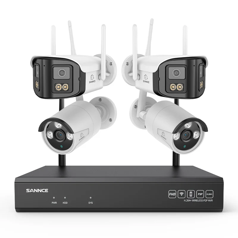 5MP 16-Channel Wireless CCTV System, 8MP NVR, WiFi IP Cameras, AI Audio, Human Detection, Works with Alexa (2x4MP Dual-Lens Camera + 2x3MP Night Vision Cameras)
