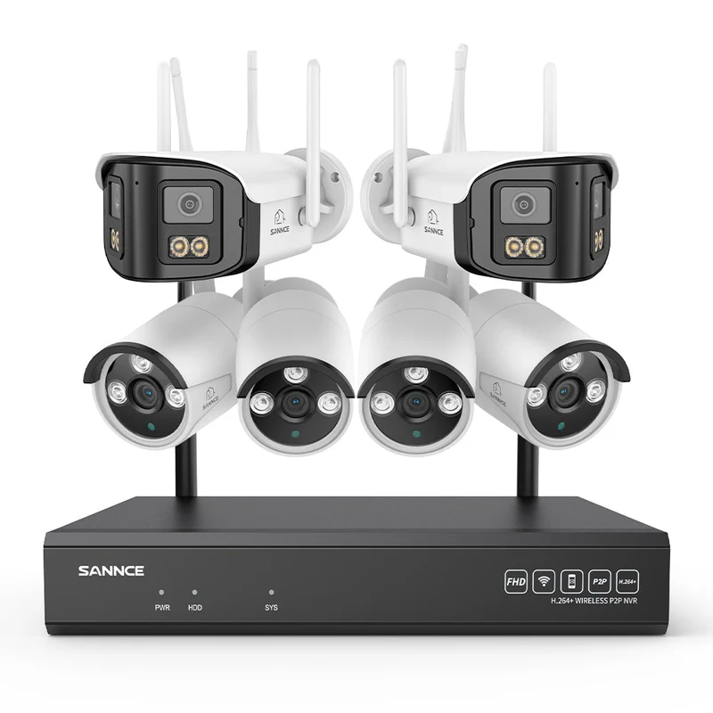5MP 16-Channel Wireless CCTV System, 8MP NVR, WiFi IP Cameras, AI Audio, Human Detection, Works with Alexa (2x4MP Dual-Lens Camera + 4x3MP Night Vision Cameras)